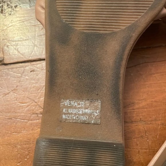 Nude Gold Chain Quilted Braided Slip On Sandals Flats Shoes - Picture 7 of 9